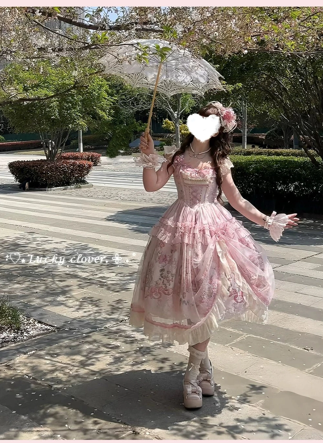 Sweet lolita JSK dress size chart measurements guide elastic bust waist dress length all sizes S M L XL