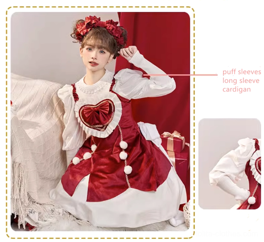 Sweet lolita JSK dress heart shaped chest medallion bowknot decoration romantic aesthetic close-up detail
