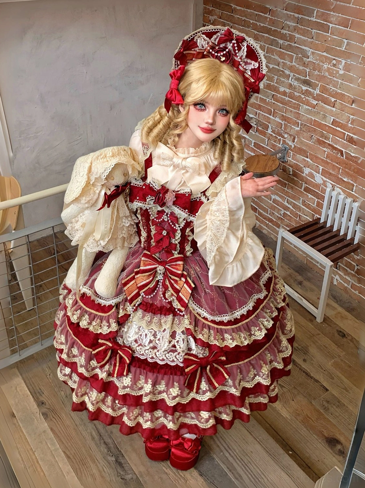 Sweet lolita JSK jumper skirt open-front design detail showing ruffle tier construction