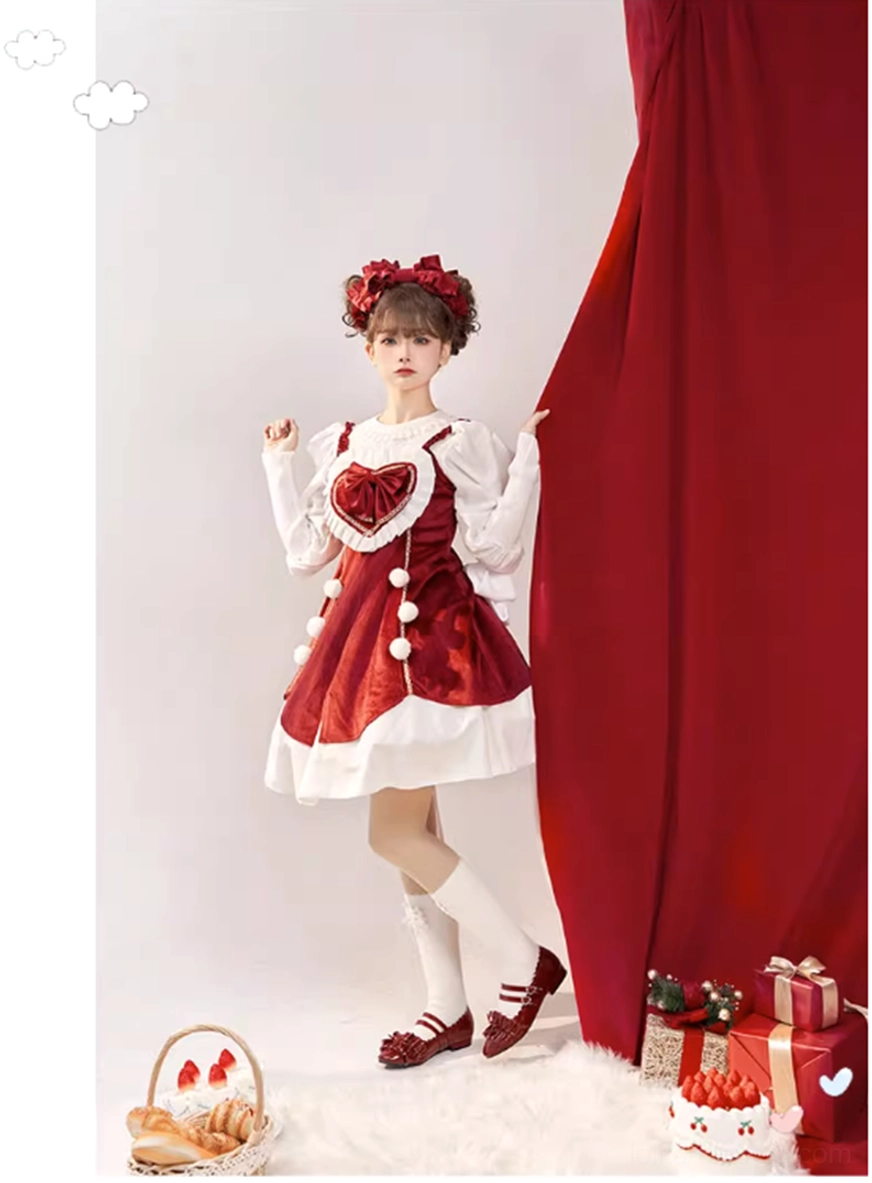 Sweet lolita JSK dress red color full set coordinate all accessories included matching color