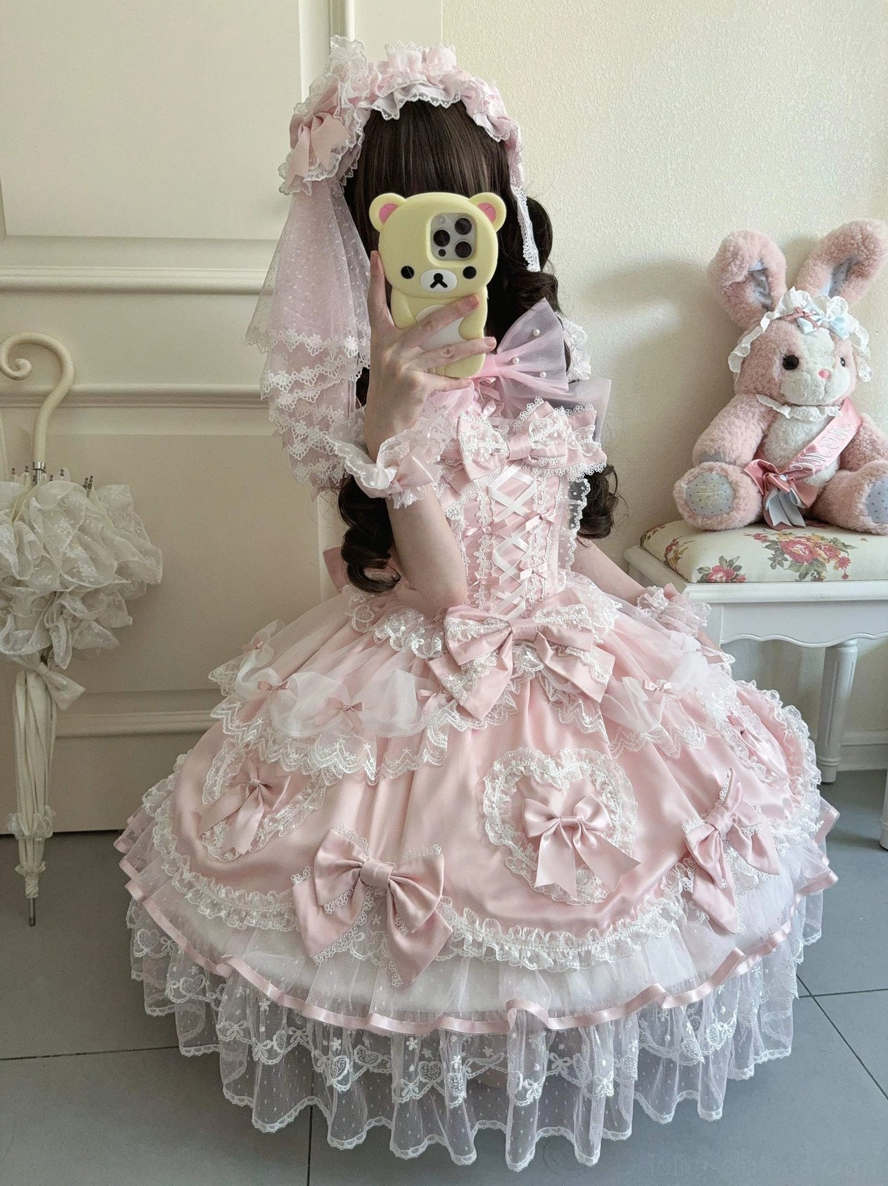 Sweet Lolita JSK jumper dress size chart guide small medium large elastic bust measurement