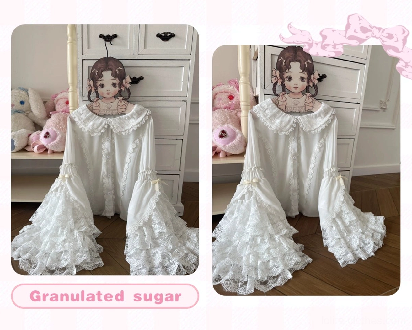 White Sweet Lolita lace blouse care instruction material chiffon lace preservation guide