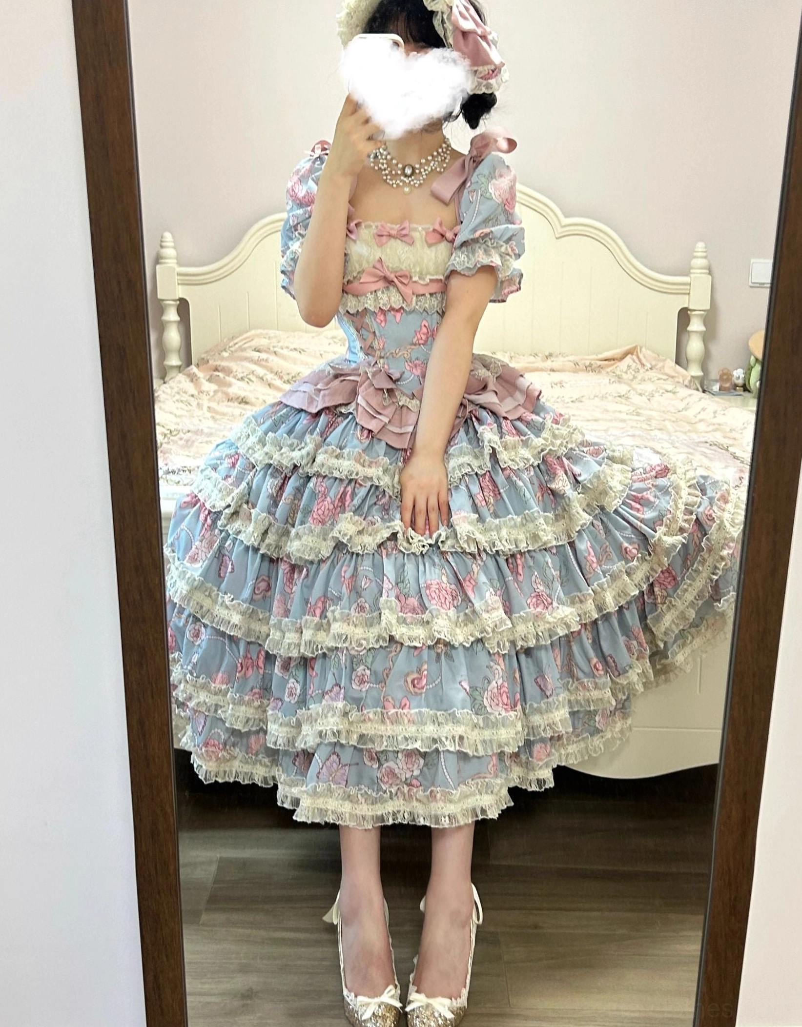 Lace ruffled bonnet headdress essential sweet lolita fashion accessory