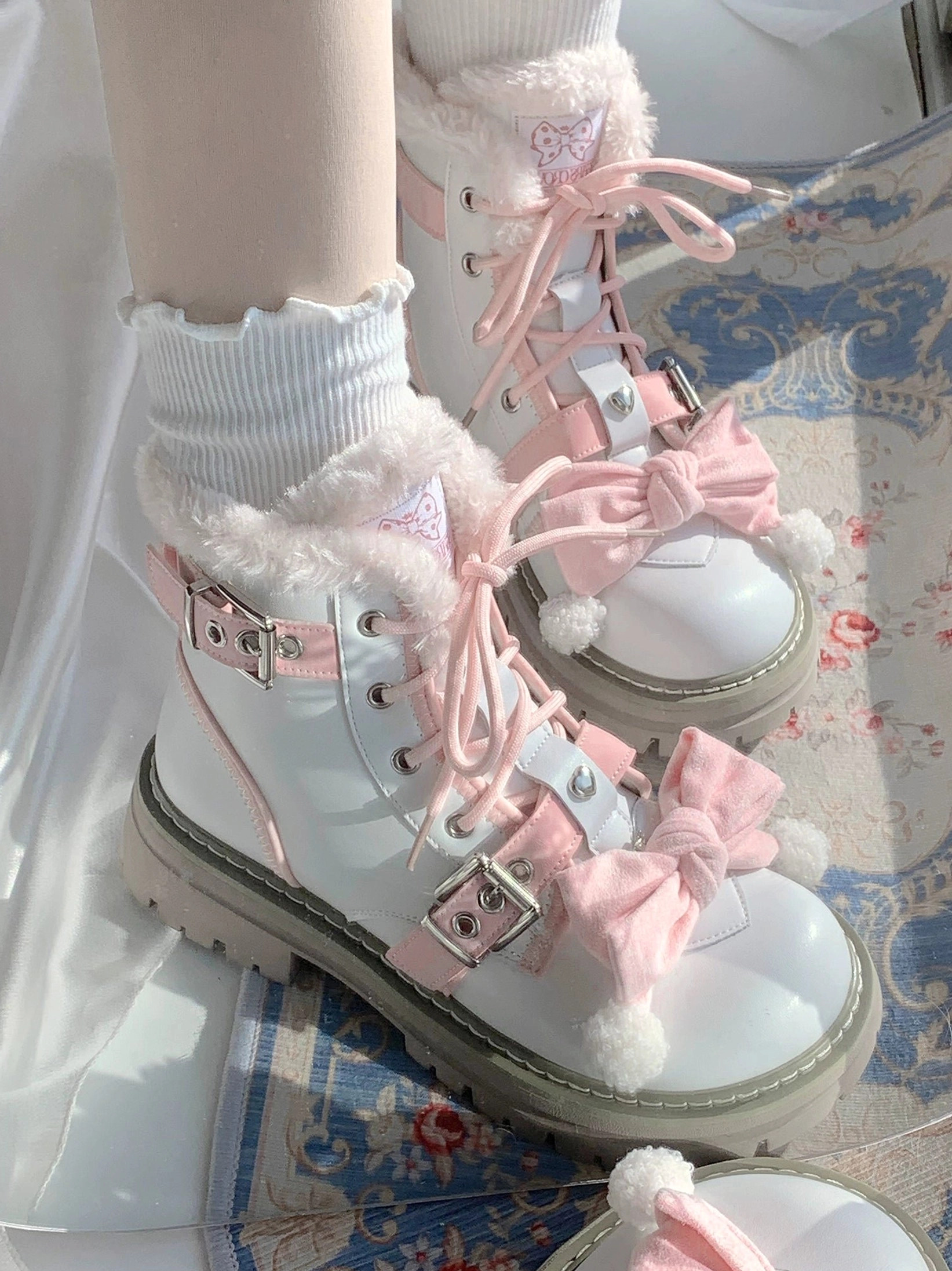 Sweet lolita martin boots coordination inspiraton knee-length midi skirts lace ruffles tiered designs