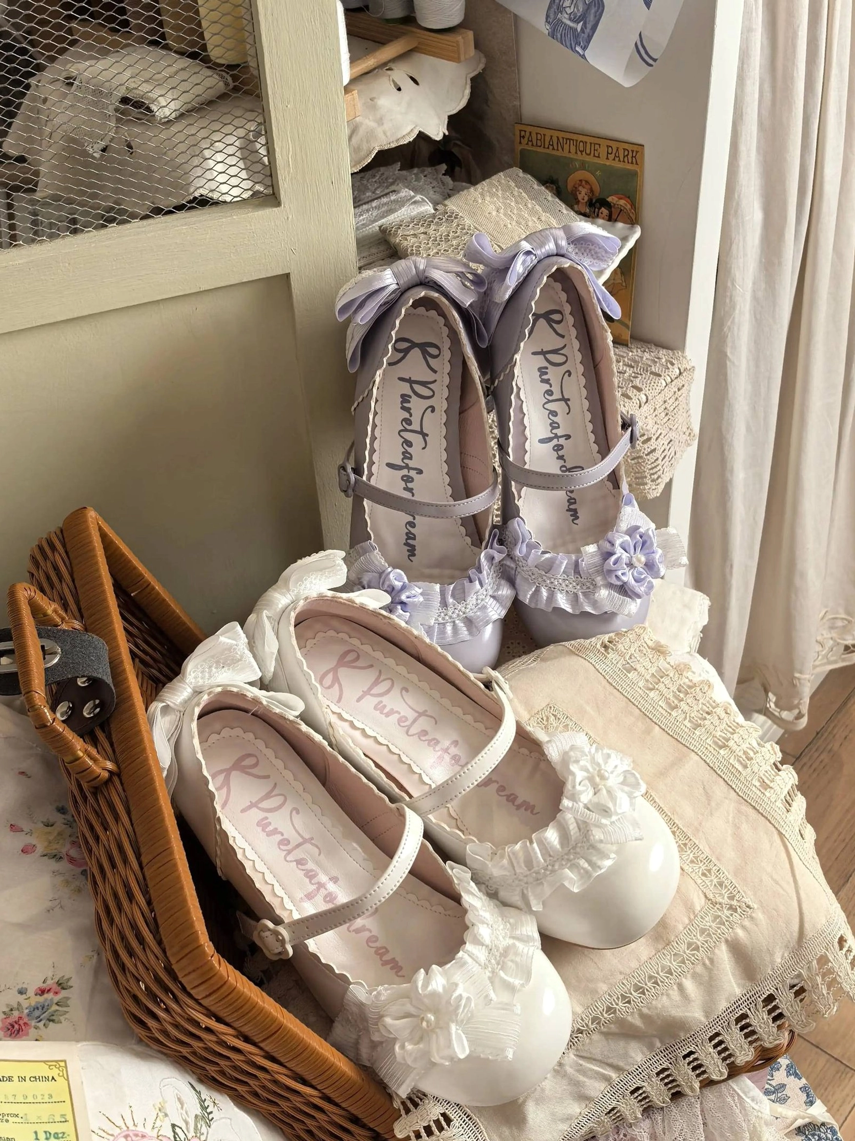 sweet lolita mary jane heel shoes collection moonlit sakura theme romantic aesthetic feminine fashion footwear