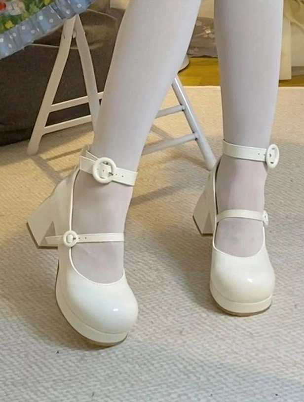Sweet lolita mary jane chunky heel shoes patent leather suede version material comparison quality showcase