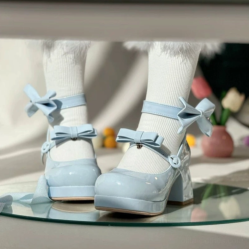 Sweet lolita mary jane chunky heel shoes sole view platform height heel construction engineering details