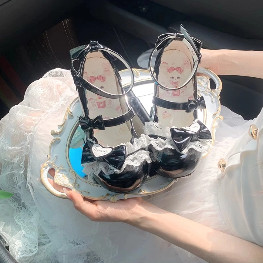Sweet lolita mary jane heels product specifications heel height chunky block design toe shape vamp depth details