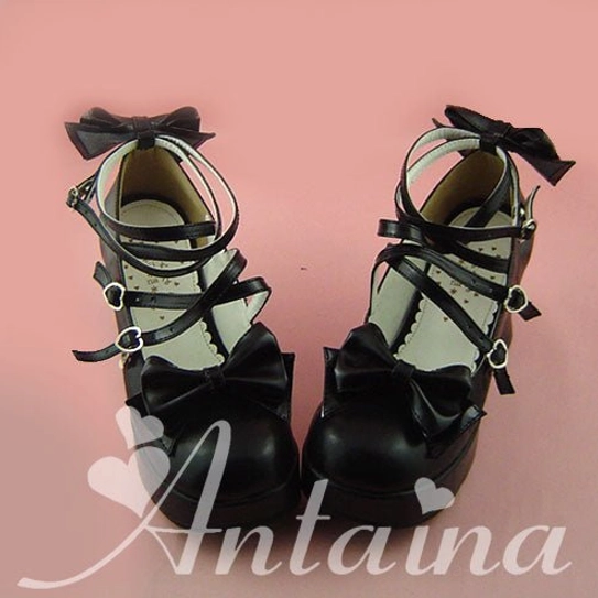 Sweet Lolita Mary Jane platform shoe featuring heart-shaped buckle detail showcasing precious metal hardware romantic design elements