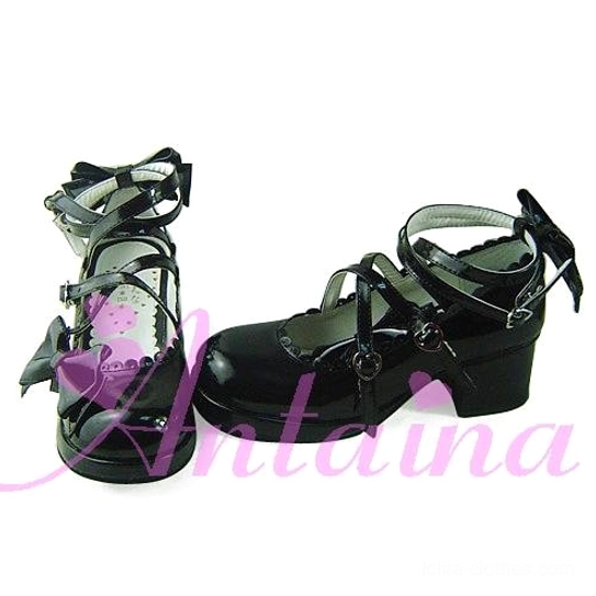 Sweet Lolita Mary Jane platform shoe worn indoors showing comfortable fit and all-day wearability for extended Lolita event attendance
