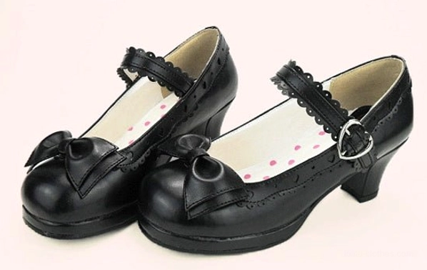 Sweet lolita mary jane shoes polka dot printed insole interior detail and insole pattern close-up