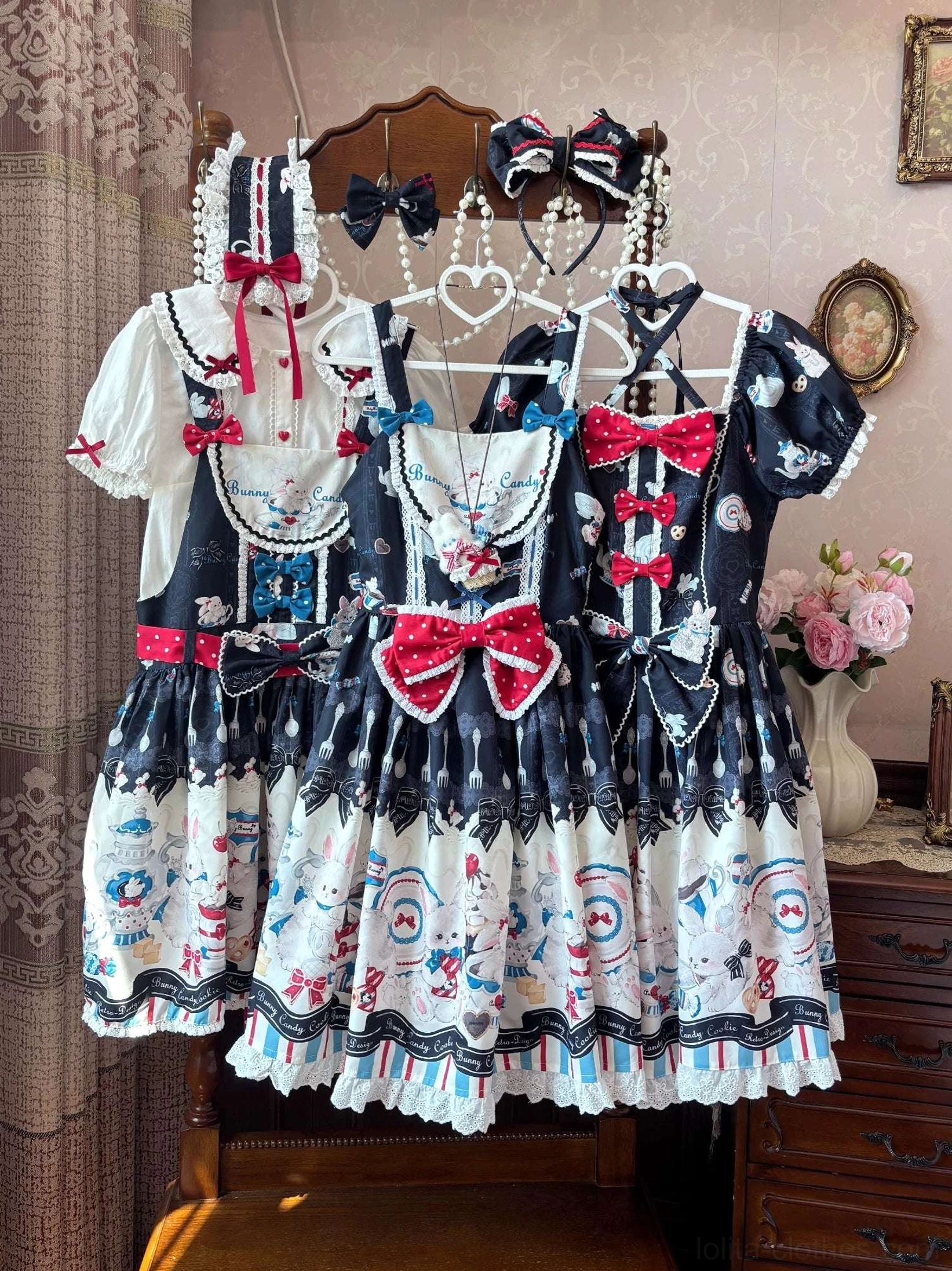 Sweet Lolita OP overall proper dress all-in-one convenience front detail styling showcase