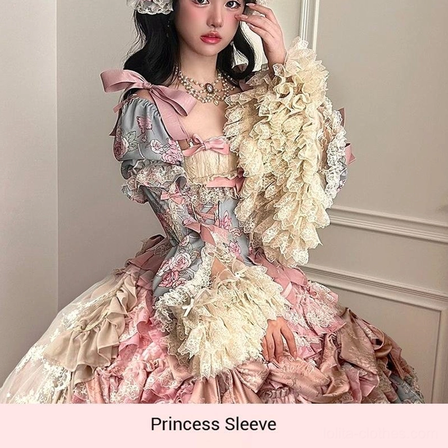 Pink satin bow accent detail on sweet lolita dress front waist decoration