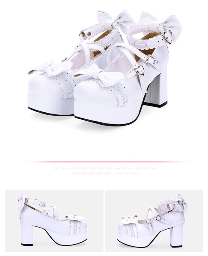 Sweet lolita platform heels shoes heel thickness block heel platform height profile side view measurement