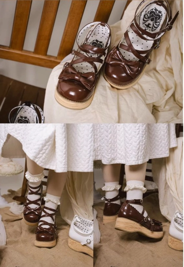 Sweet lolita platform Mary Jane shoes color palette showcase displaying all available color variants