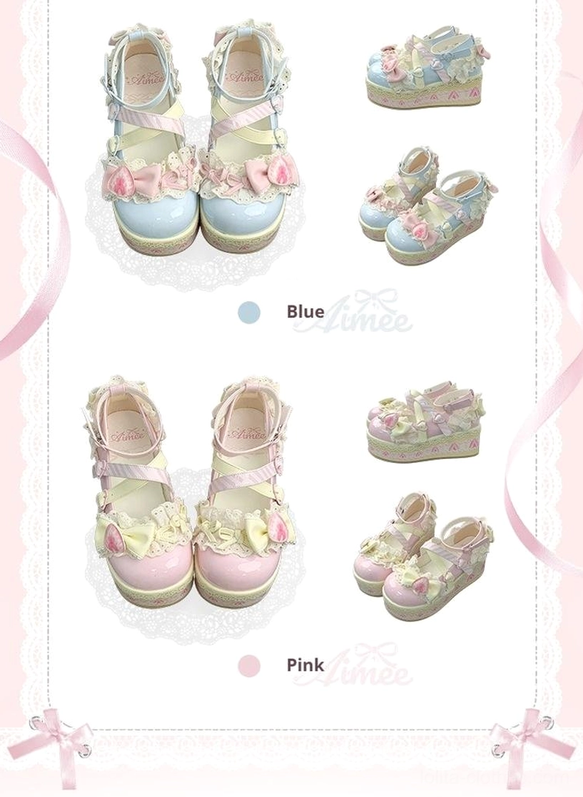 Sweet lolita platform shoes size guide reference image displaying all available sizes from 34 to 41 for proper fitting selection