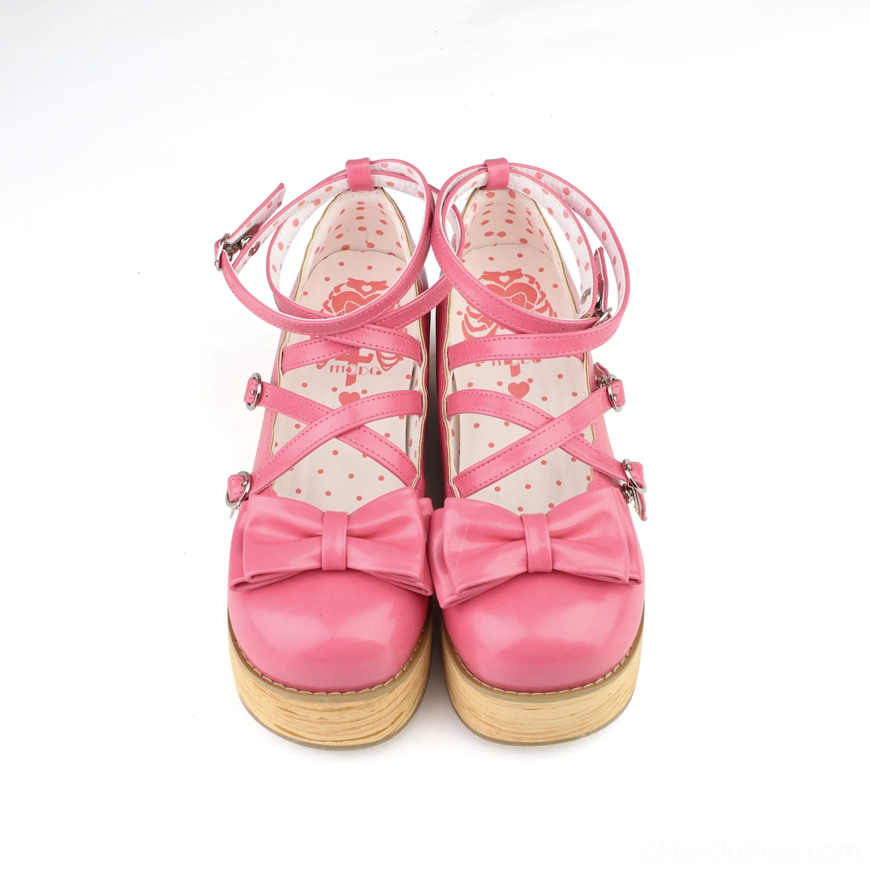 Sweet lolita platform shoes size 34 36 38 40 comparative sizing display multiple pairs wooden platform round toe metallic finish patent leather surface
