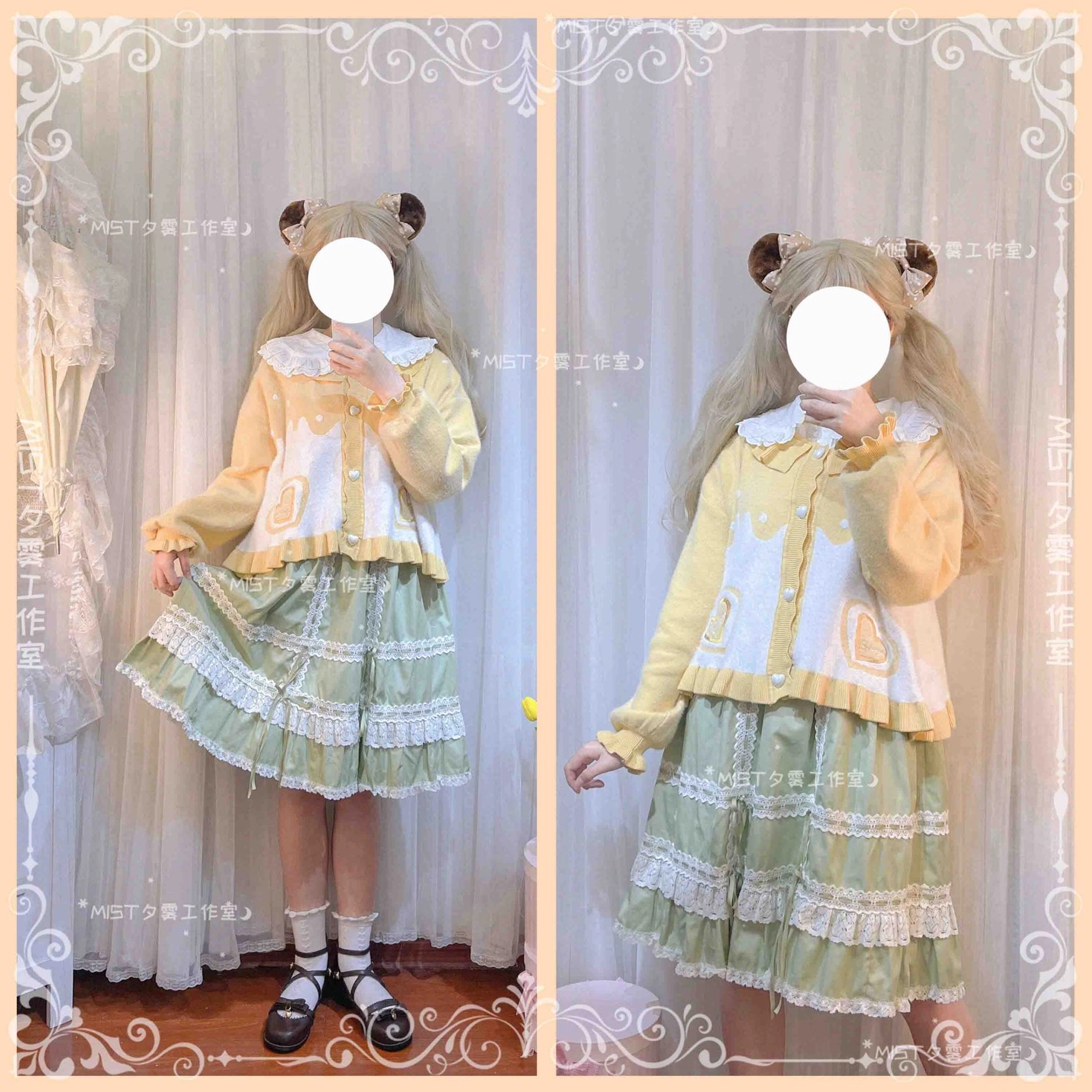 Sweet Lolita puff sleeve cardigan coat burgundy standalone color option product display