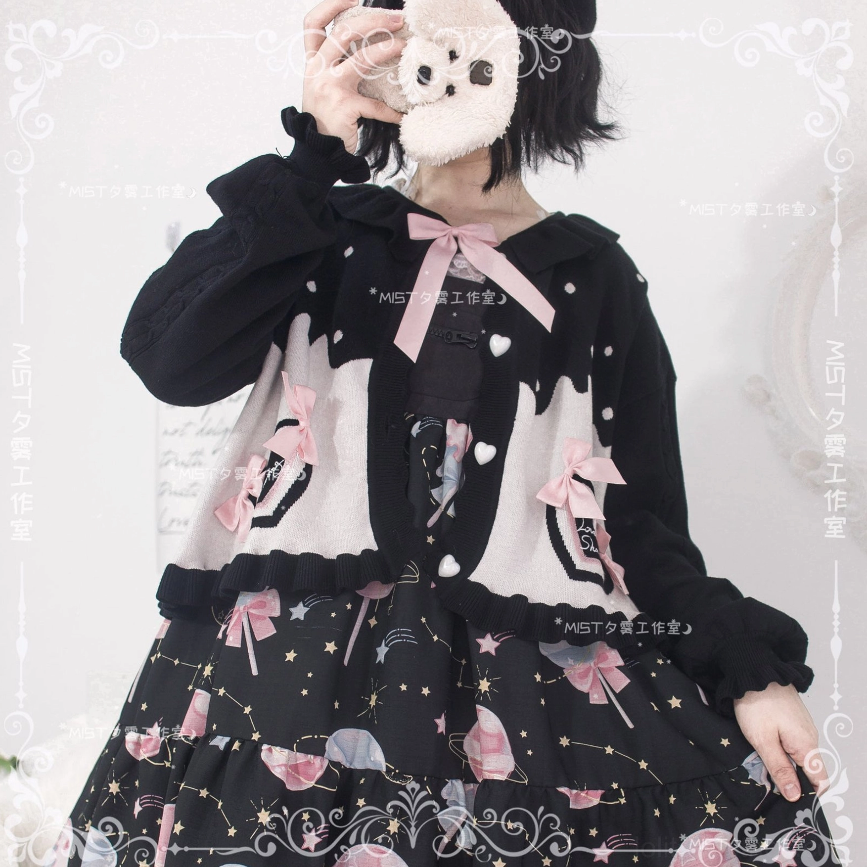 Sweet Lolita puff sleeve cardigan coat care instructions showing hand wash gentle handling