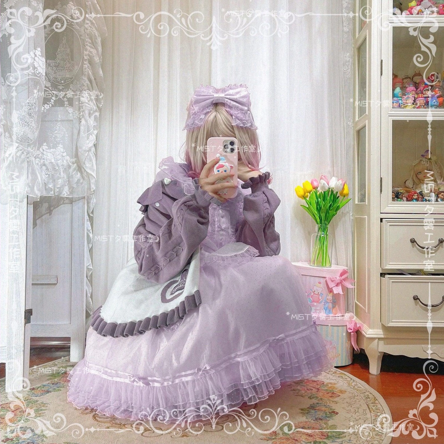 Sweet Lolita puff sleeve cardigan coat elegant evening coordinate with accessories detail