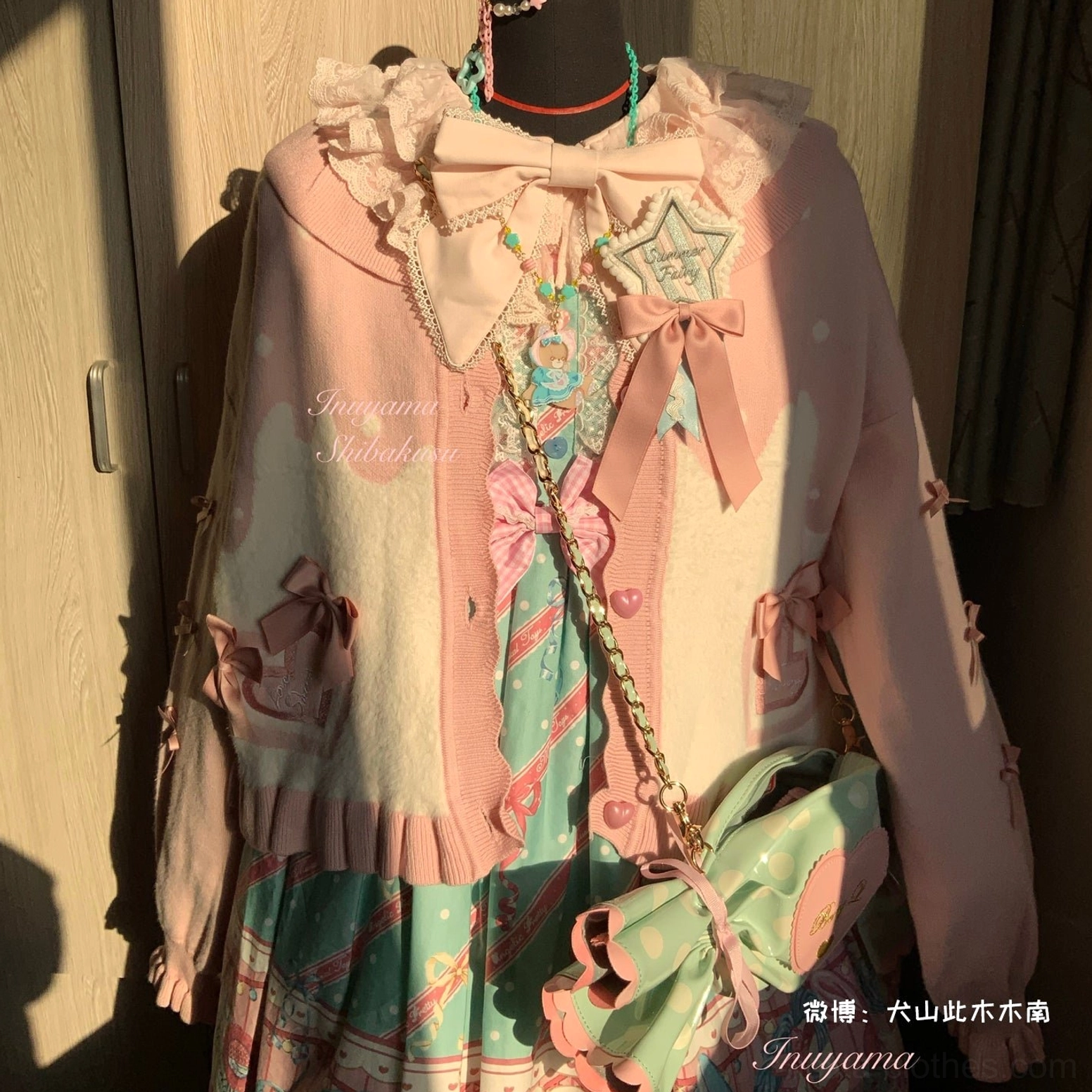 Sweet Lolita puff sleeve cardigan coat worn by model showing fit and proportion on body