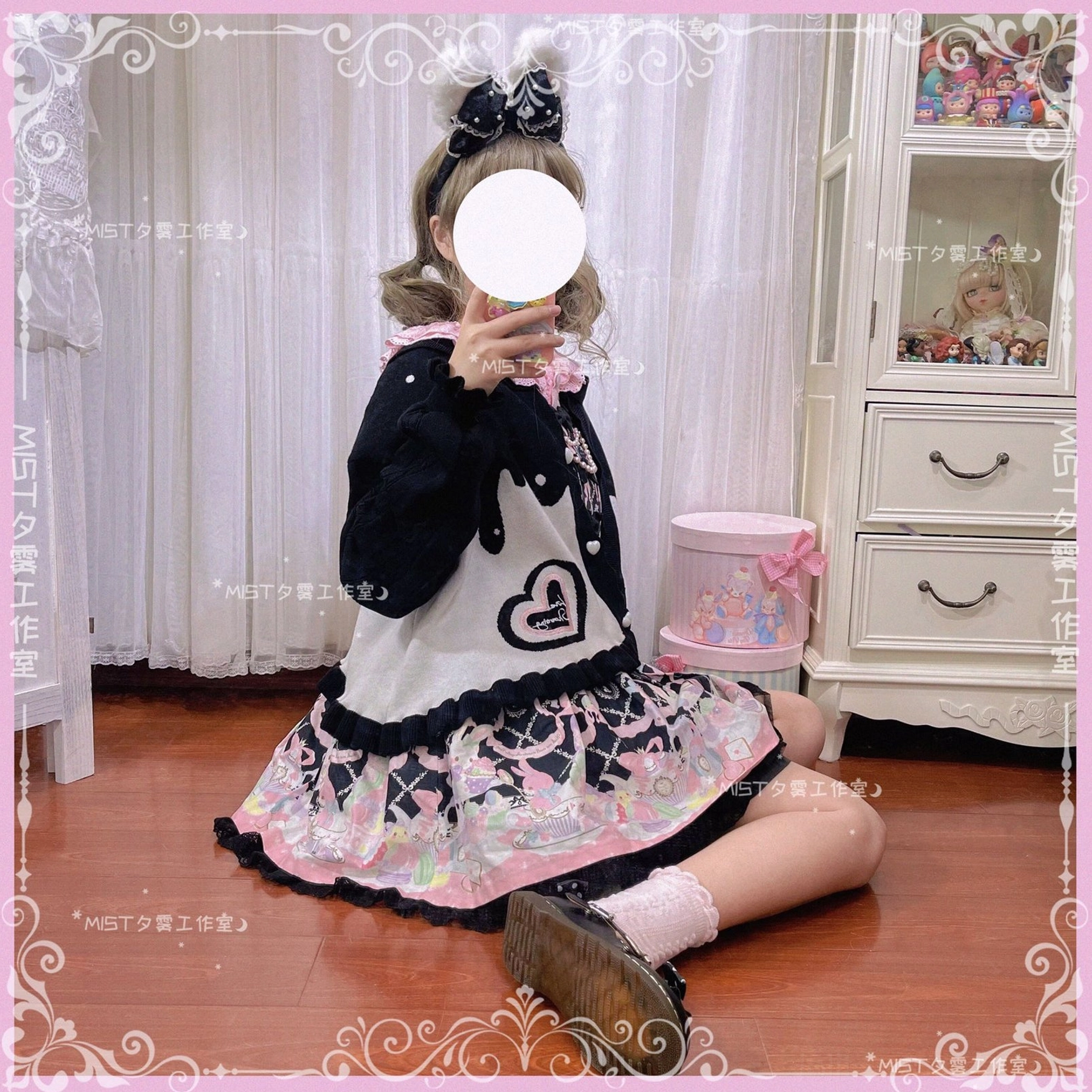 Sweet Lolita puff sleeve cardigan coat patchwork material detail construction technique