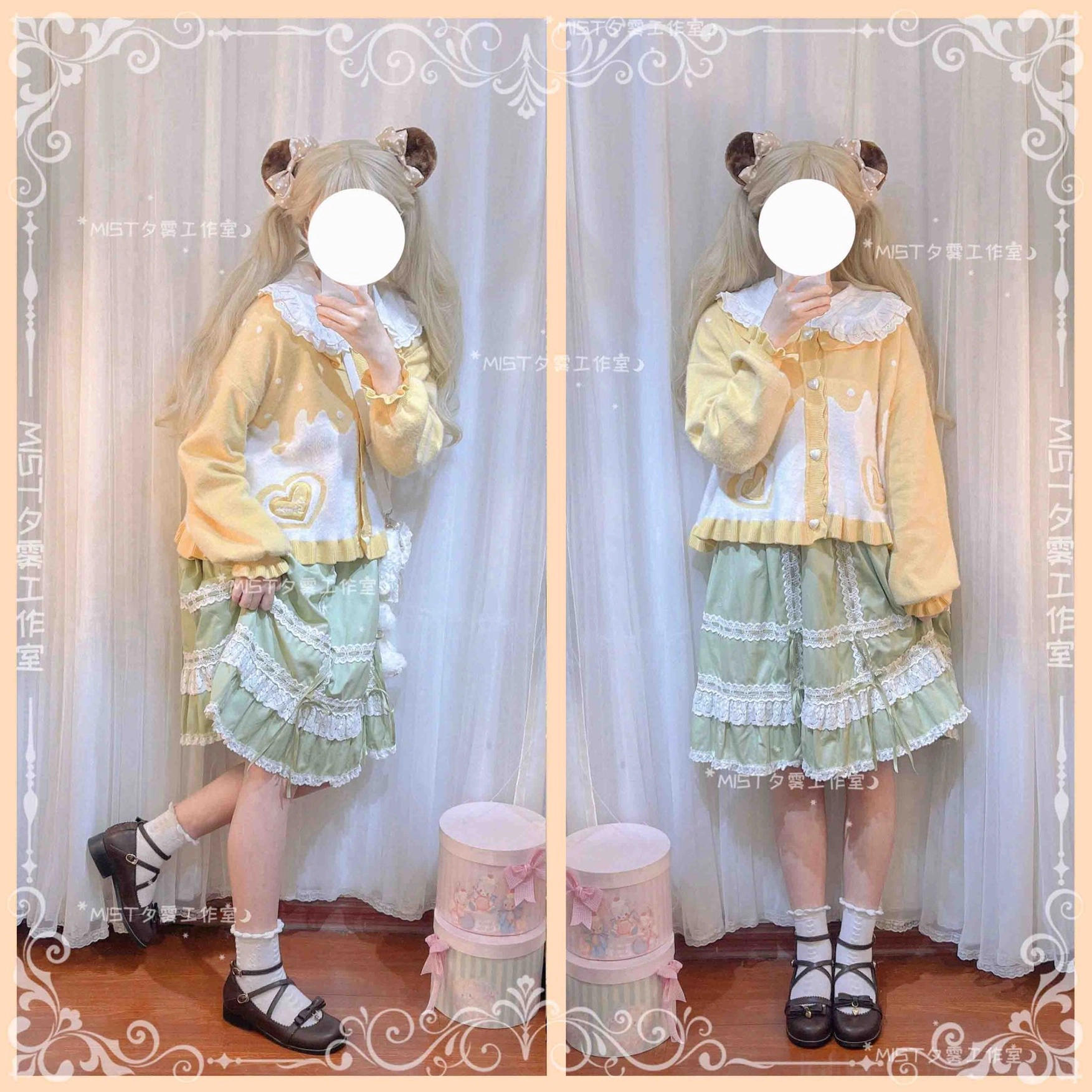 Sweet Lolita puff sleeve cardigan coat purple standalone color option with bow detail