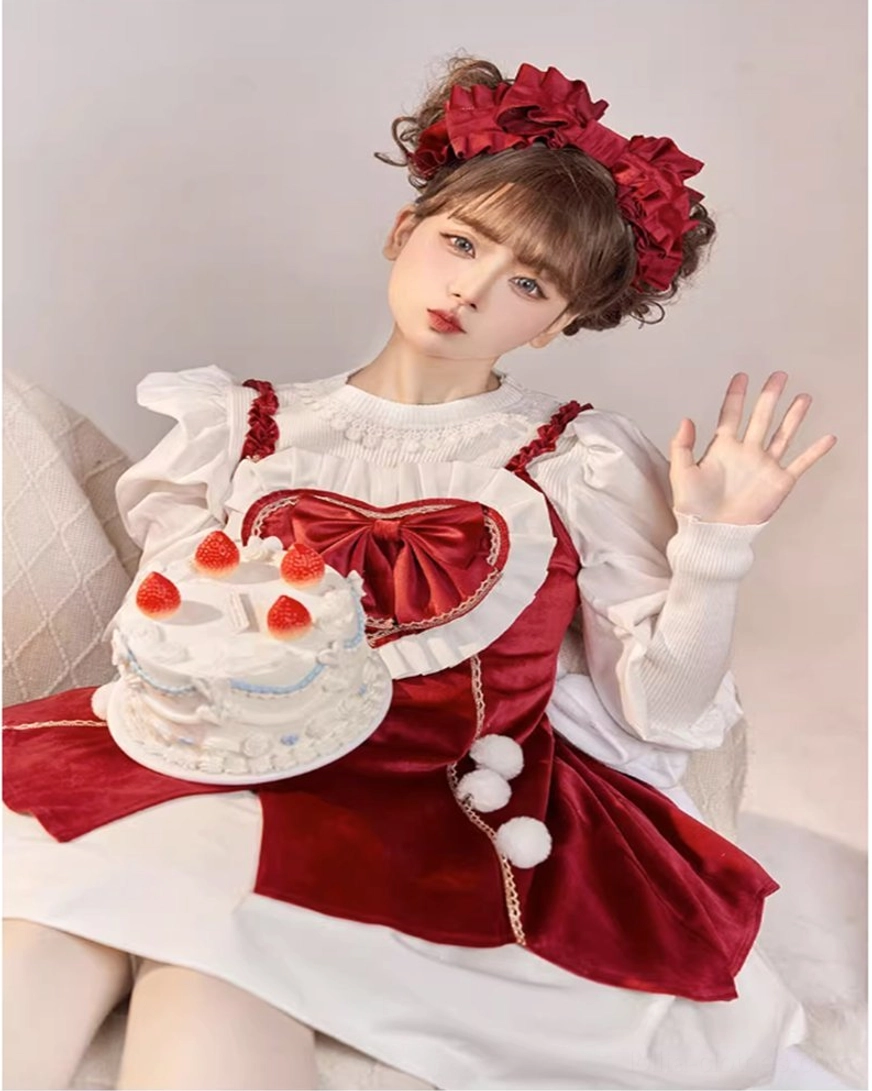Sweet lolita puff sleeve long cardigan white inner blouse separate component coordinate building