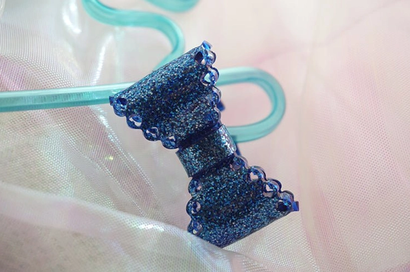 rose red sweet lolita bow ring jewel tone color option glitter resin band