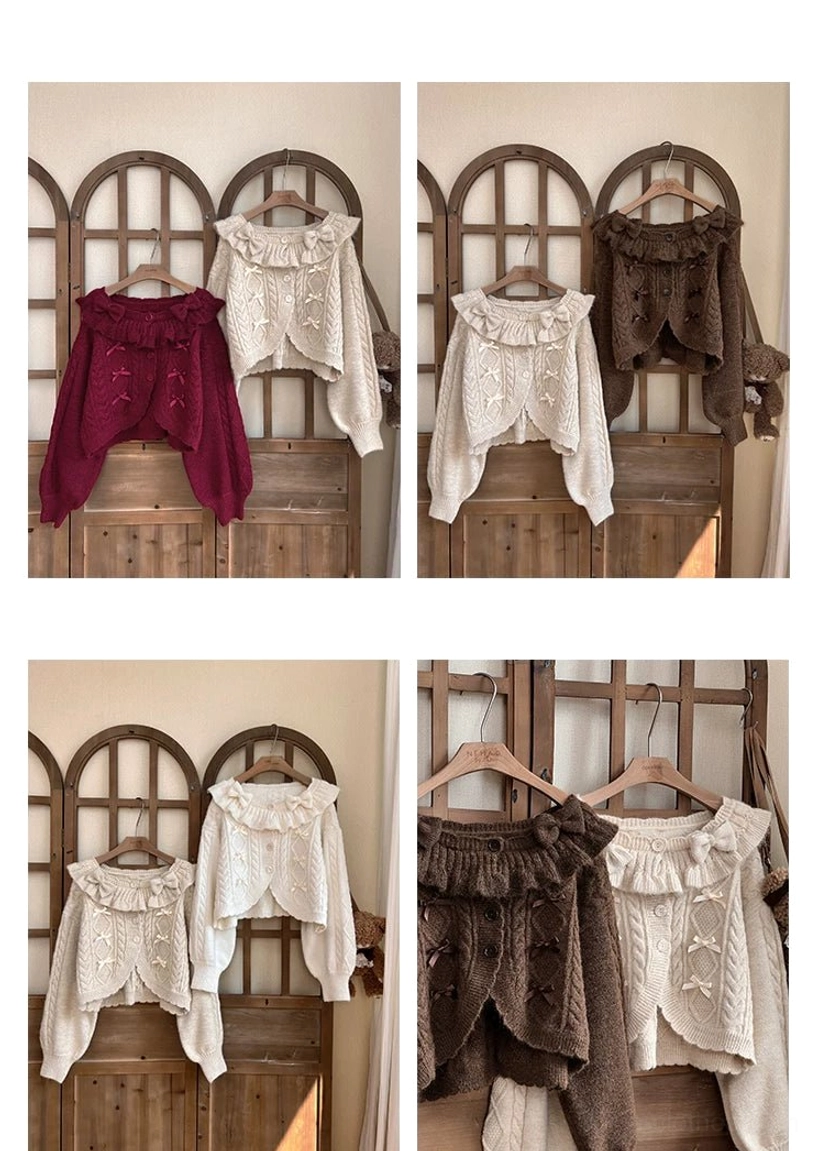 Sweet Lolita Ruffle Cardigan Quality Materials Wool Acrylic Spandex Blend Durable Premium Construction