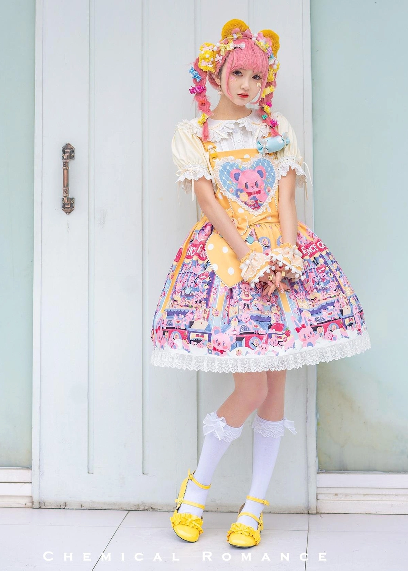 Sweet lolita salopette with lace without lace variant options hem edge choices