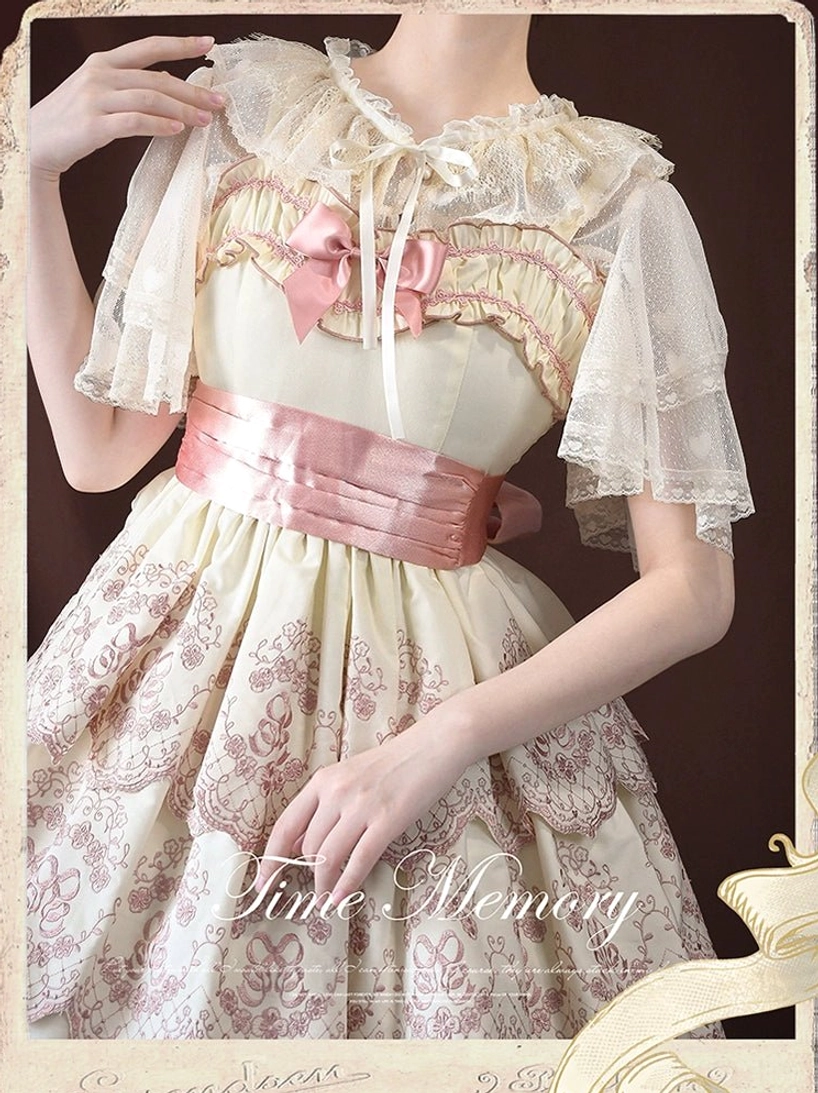 Sweet lolita shawl cardigan with ruffled collar and scalloped hem lace detail vintage aesthetic
