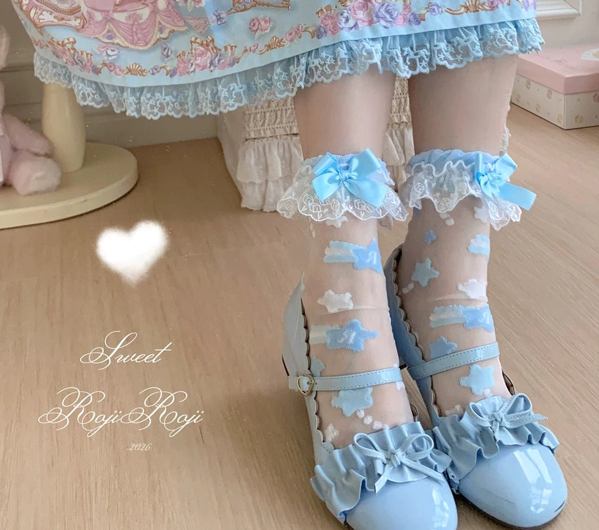 Sweet lolita socks styling guide star embroidery various color bows matching mary jane coordination