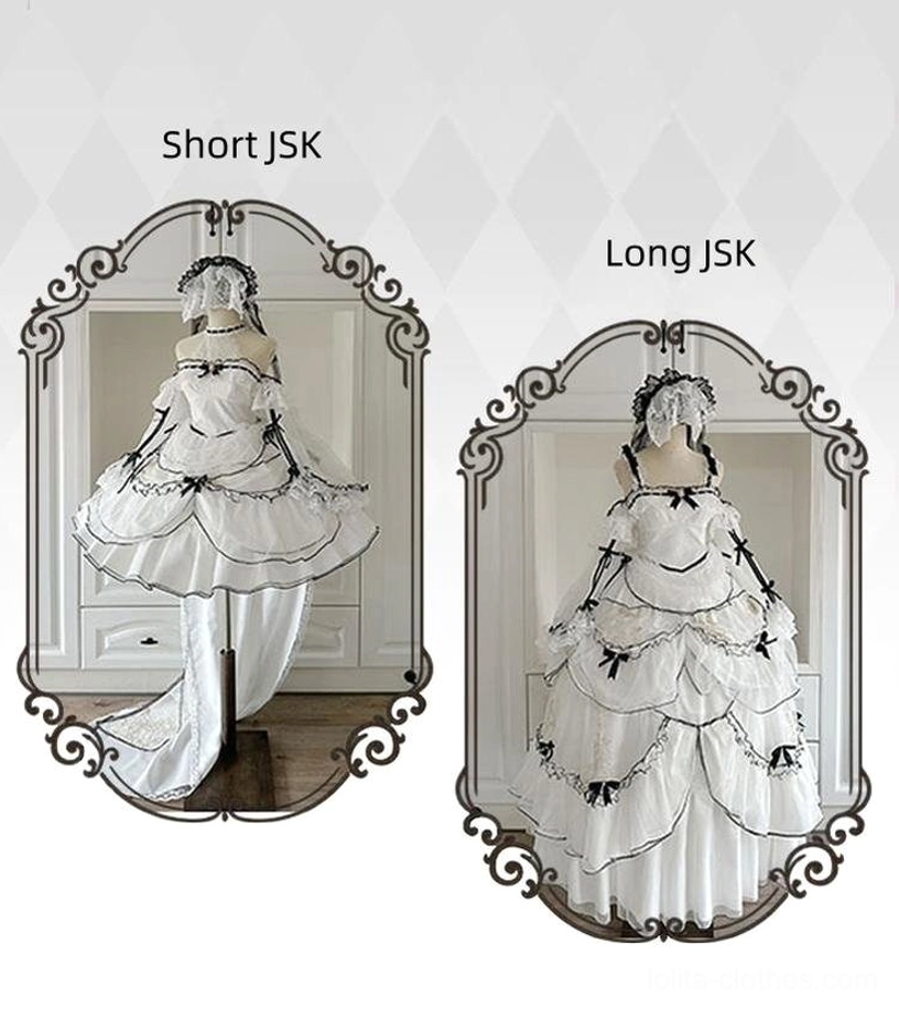 Care and maintenance instruction visual guide for sweet lolita wedding dress showing proper washing, drying and storage techniques