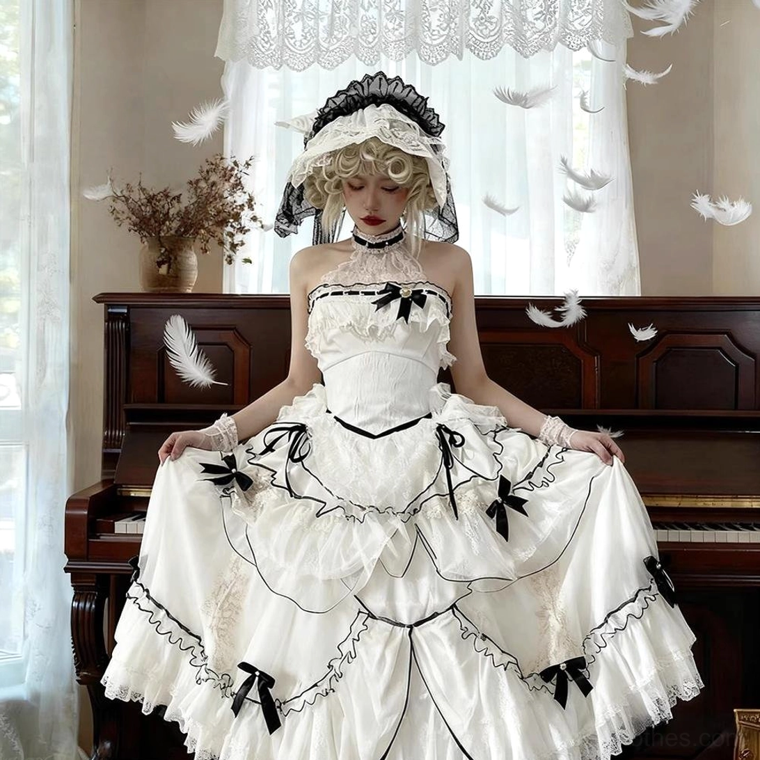 Lace head veil and hair accessories coordinating piece for sweet lolita wedding dress set with delicate lace trim and romantic styling details