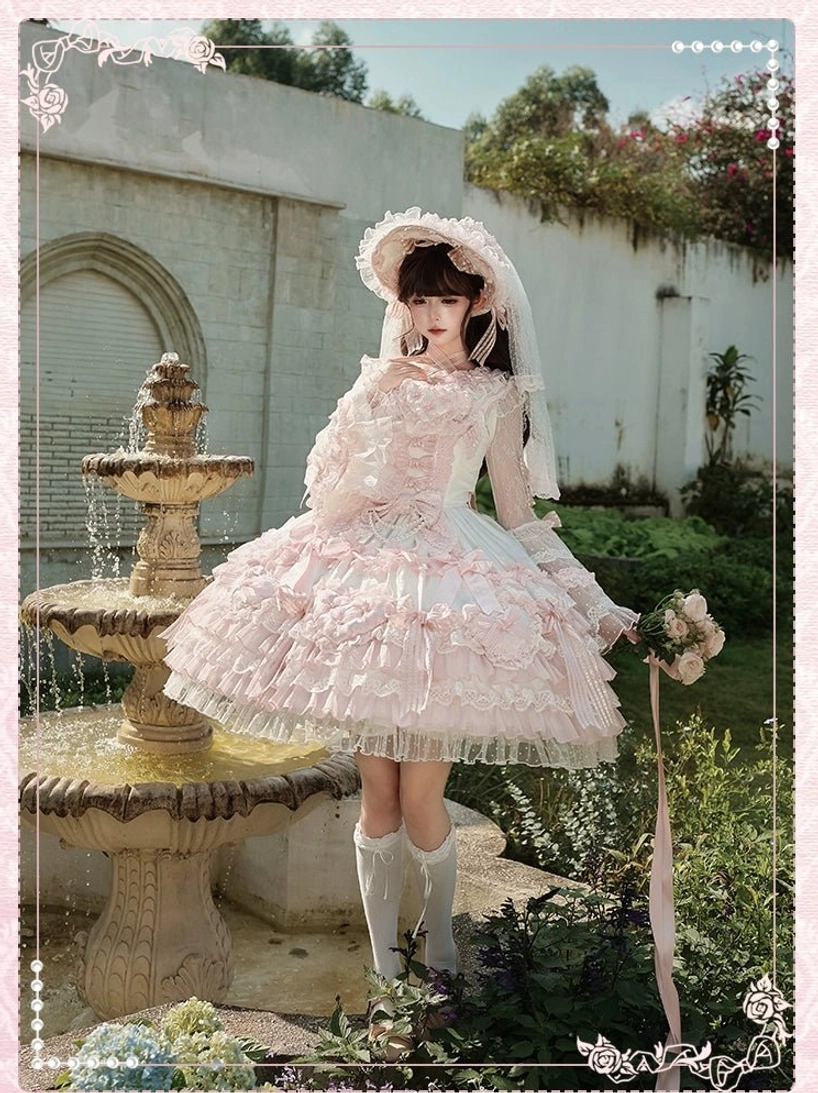 Sweet lolita wedding JSK dress air drying shade sunlight protection fabric care