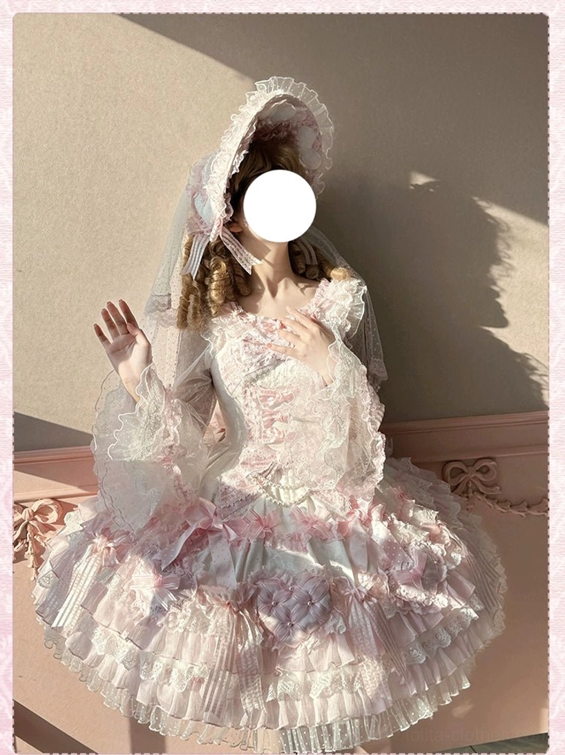 Sweet lolita wedding JSK dress lace trim application decorative embellishment craftsmanship detail