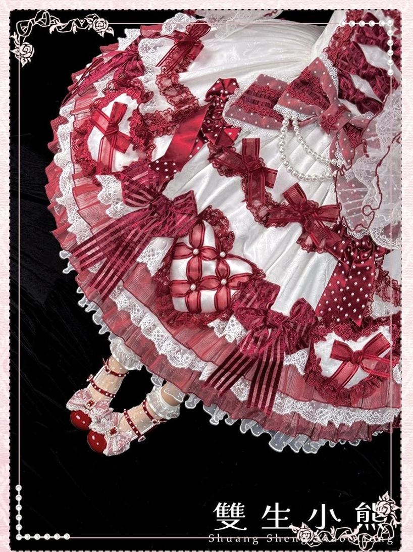 Sweet lolita wedding JSK dress multi-layer ruffled architecture cloud-like silhouette tulle layers