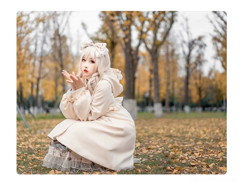 Sweet lolita winter coat woolen fabric exterior texture quality drape sophisticated luxury outerwear