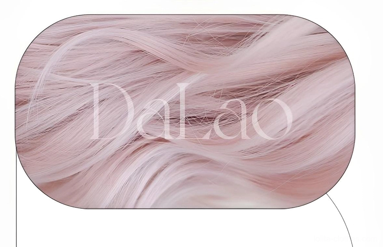 Taro pink lolita long curly wig care and maintenance display featuring wig stand storage with heat-resistant fiber care instructions for longevity