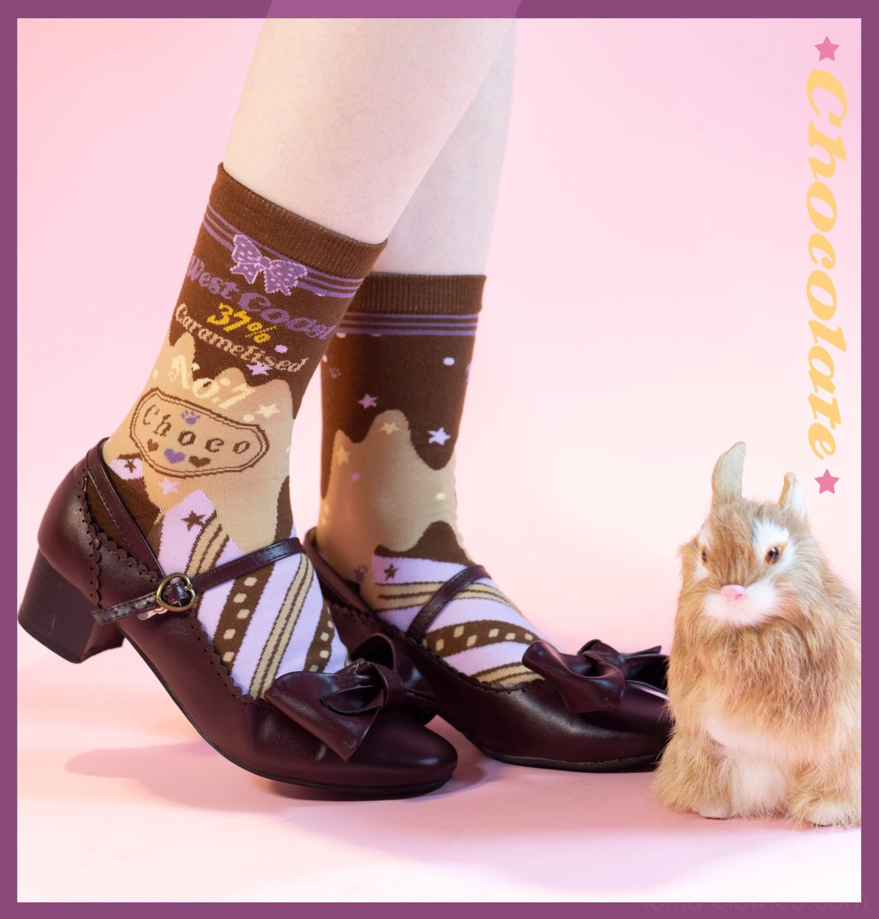 Taro-purple-chocolate lolita over-the-knee socks gift box four-pair set long dramatic silhouette gift presentation