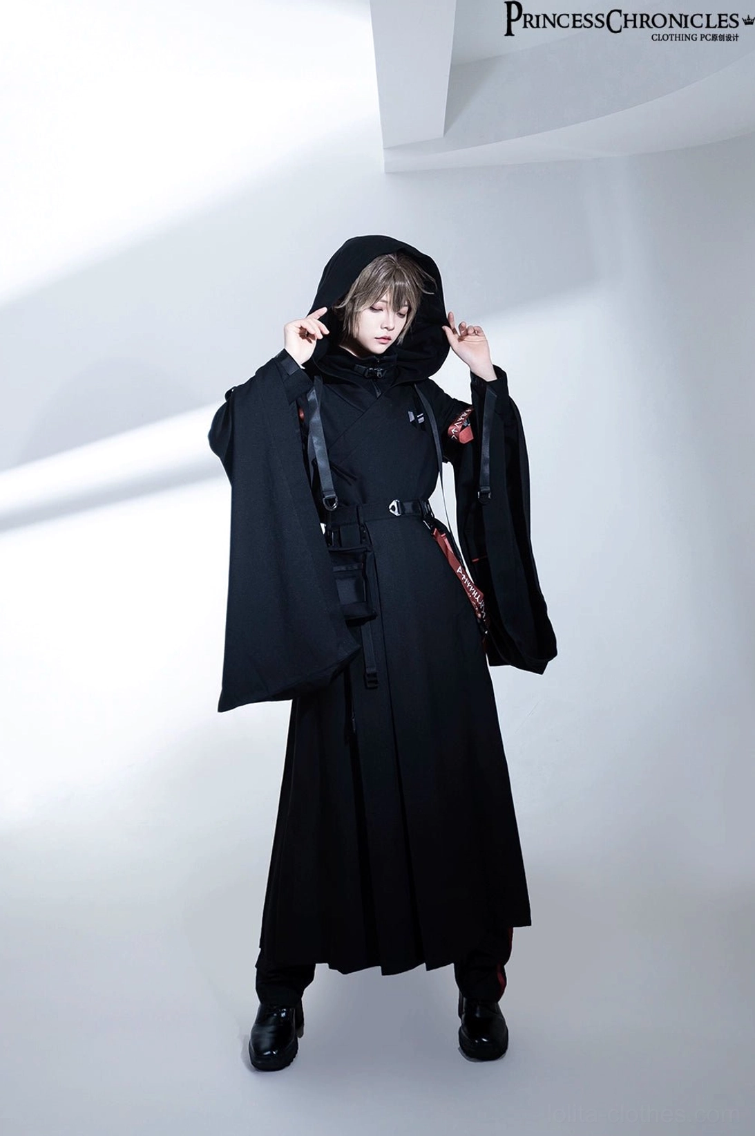 Techwear skirt and shorts size range display showing XL L M S fit options
