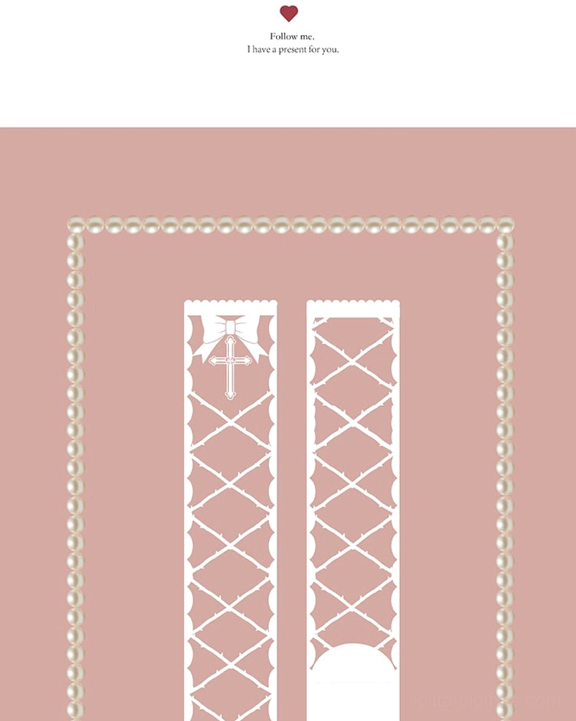thorn kiss lolita stocking design schematic template with cross and crisscross motif pattern on pink background