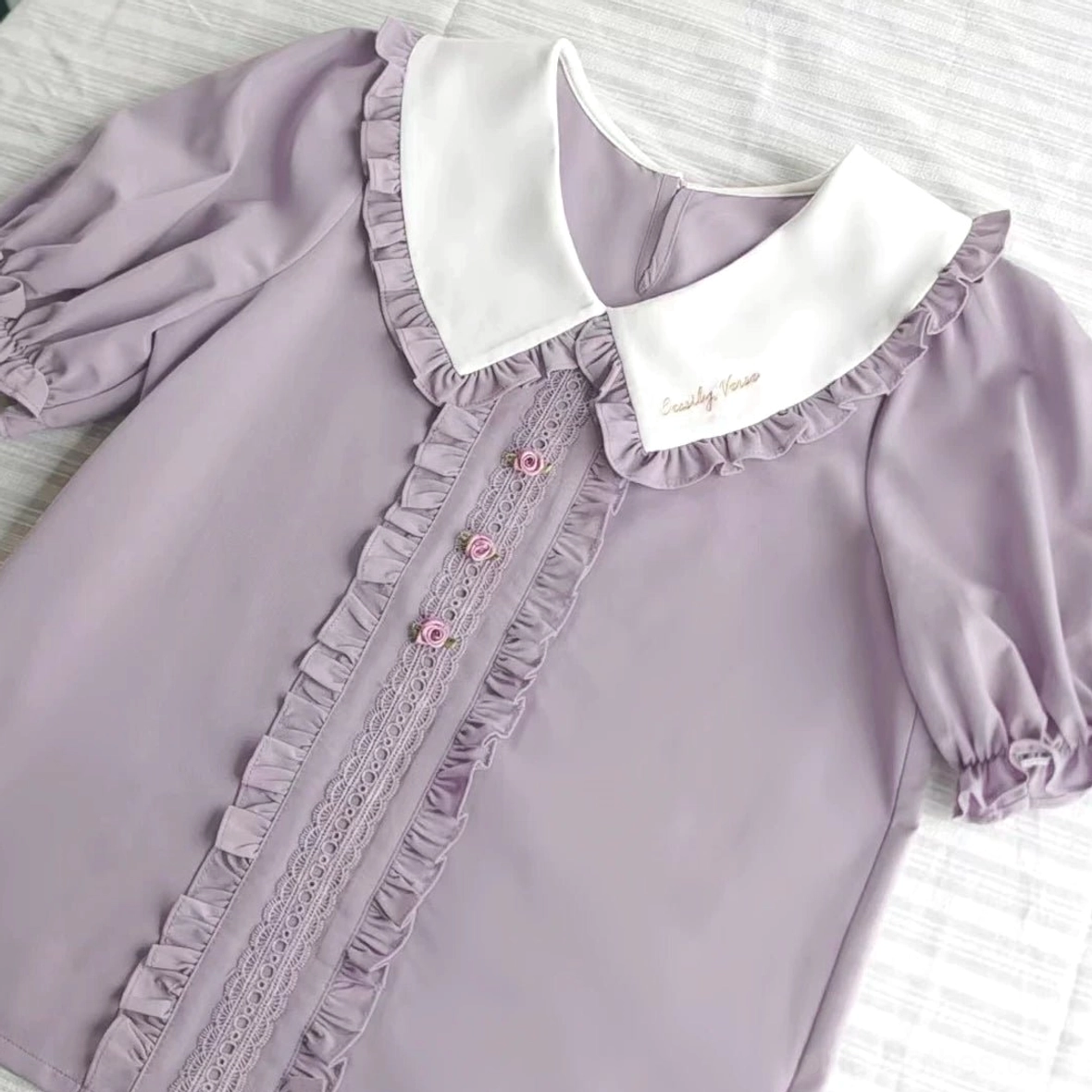 Tulip embroidery lolita salopette dress blouse ensemble complete coordinate inspiration