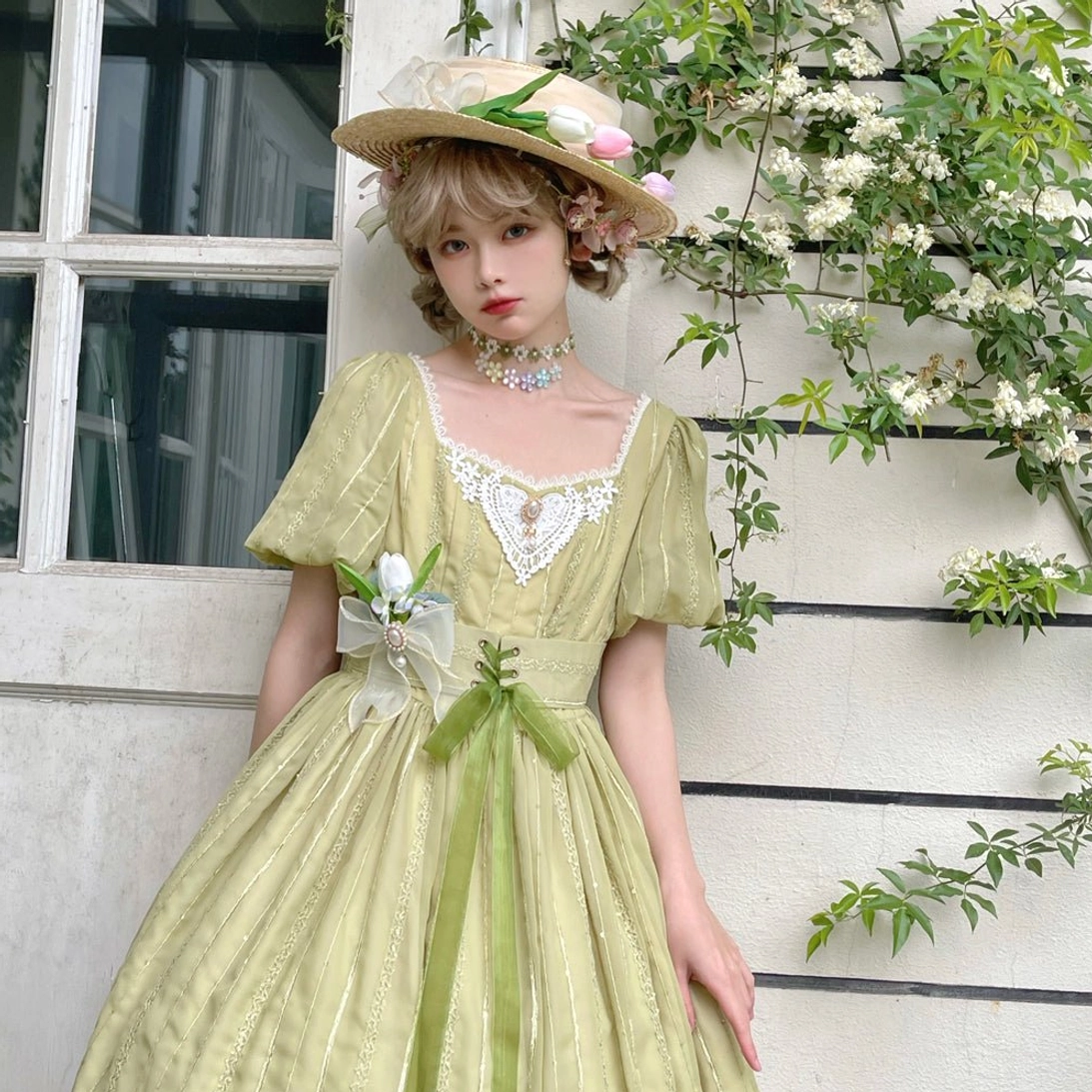 Tulip classic lolita short sleeve dress accessory inclusion policy dress only photography props handbag gloves hat shoes ornaments