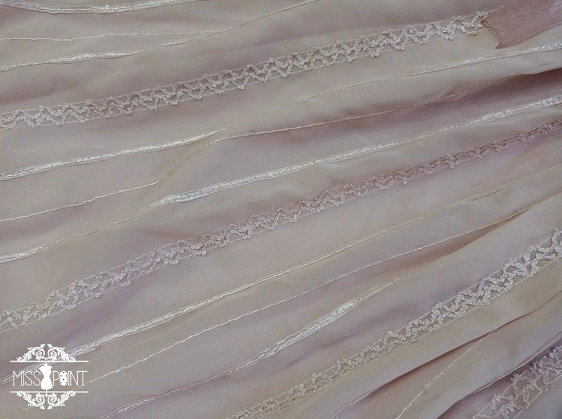Tulip lolita OP dress fabric detail pearl chiffon embroidery texture close-up quality craftsmanship embroidered elements precision