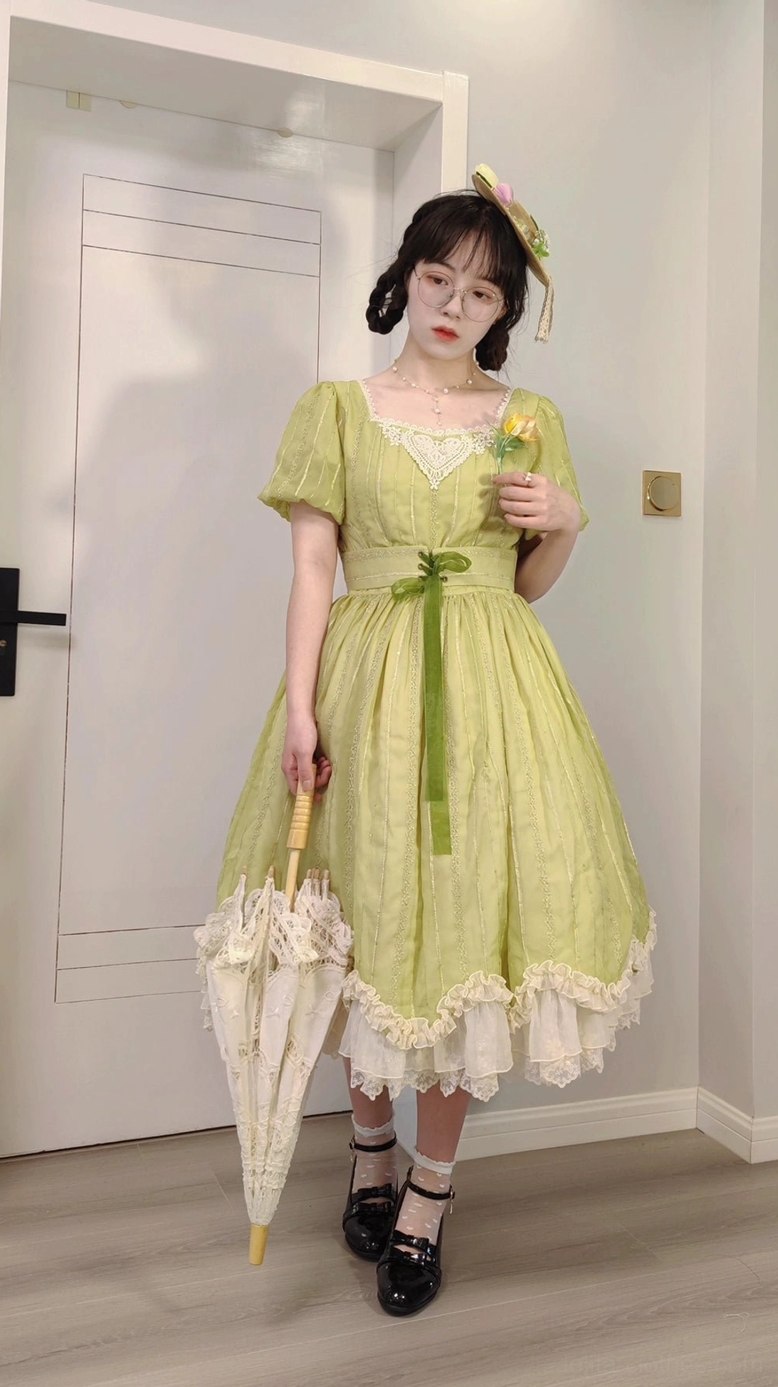 Tulip classic lolita short sleeve dress ironing guideline low temperature pearl chiffon sensitive fabric pressing cloth protection