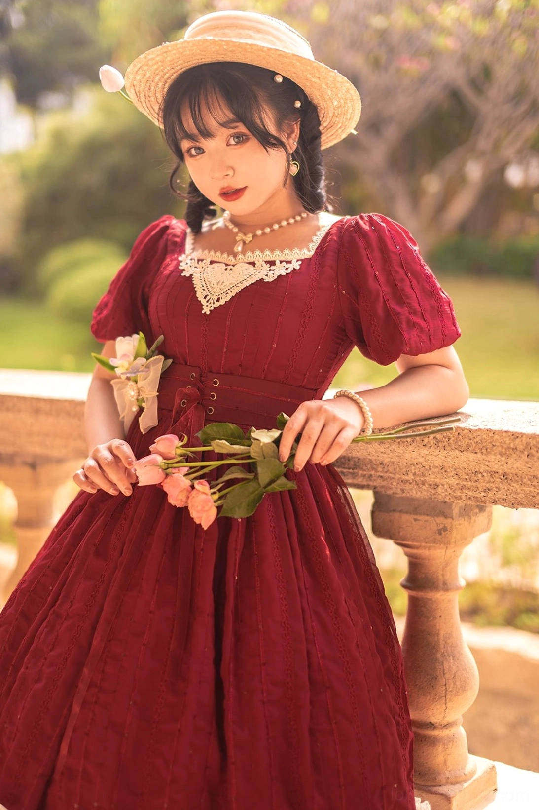 Tulip lolita OP dress tea party styling formal occasion coordination elegant accessories vintage aesthetic perfect event wear