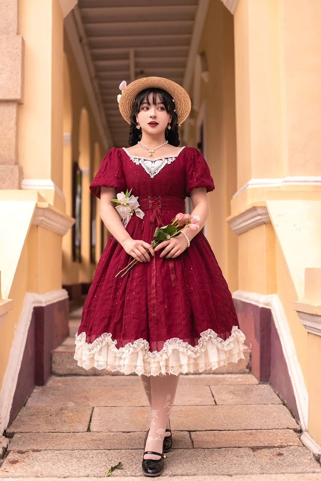 Tulip lolita OP dress daily wear casual styling modern interpretation minimal accessories contemporary lolita fashion statement