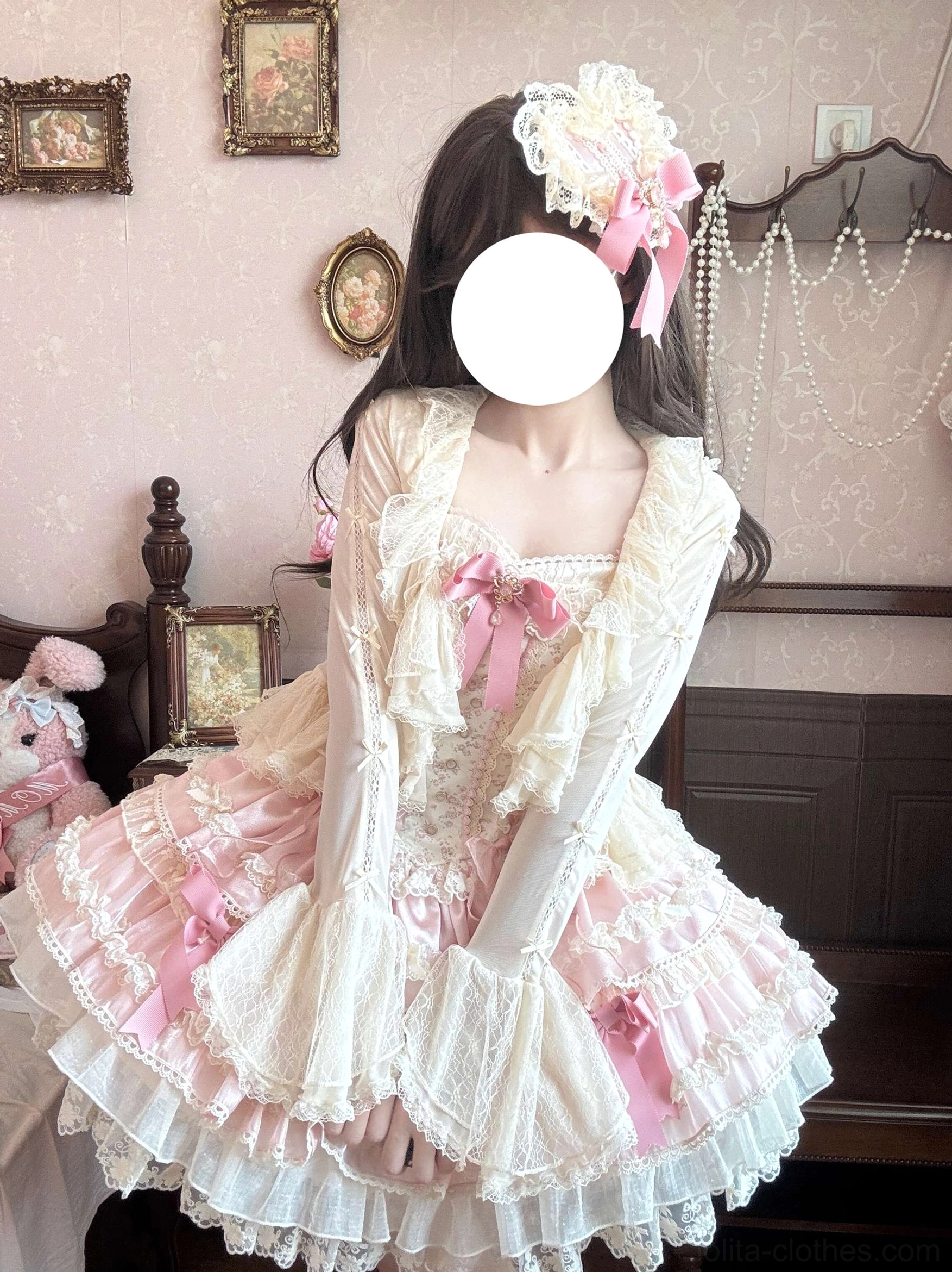 Flared bell sleeve design detail of tulle lolita bolero, demonstrating voluminous romantic silhouette characteristic of sweet lolita fashion aesthetic
